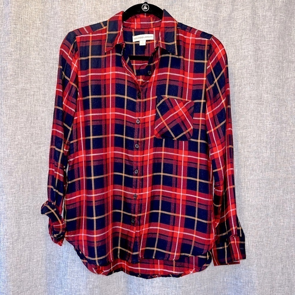 WOMEN'S Alexander Jordan Plaid Button Up Top Small